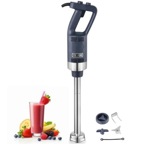 VEVOR Commercial Immersion Blender, 500W Heavy Duty Hand Mixer, 16 inch Stepless Variable Speed Mixer with Stainless Steel Blade
