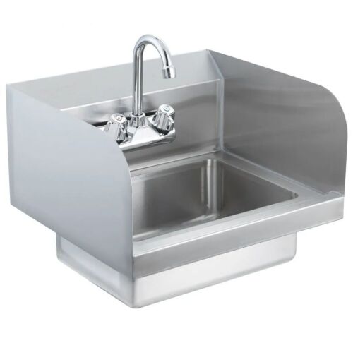 VEVOR Commercial Hand Sink with Faucet and Side Splash, Wall Mount, 17x12.8 inch