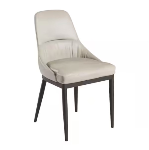 Techni Home Set of 2 Taupe Faux Leather Upholstered Dining Chair with Black Metal Legs