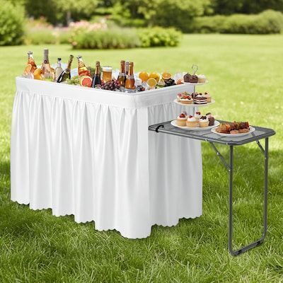 VINGLI 22D x 64W x 32H Portasble Ice Table with with Side Table and Removable Skirt