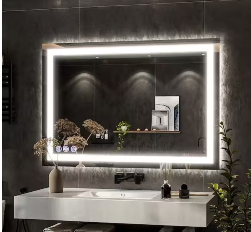 GLSLAND 47.6 in. W x 31.5 in. H Rectangular LED Light Anti-Fog Frameless Wall Bathroom Vanity Mirror