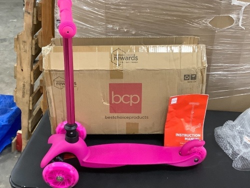 BCP Mini Kid Scooter Toy w/ Colorful Light-up Wheels and Adjustable Bar - Lot 101