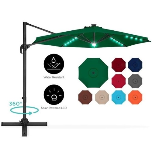 360-Degree LED Cantilever Offset Patio Umbrella w/ Tilt, 10ft - Lot 123
