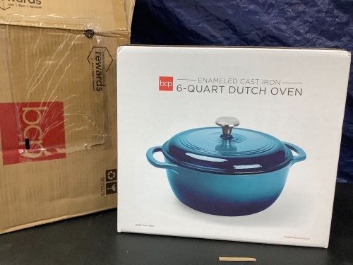 6qt Non-Stick Enamel Cast-Iron Dutch Oven Kitchen Cookware w/ Side Handles - Lot 130