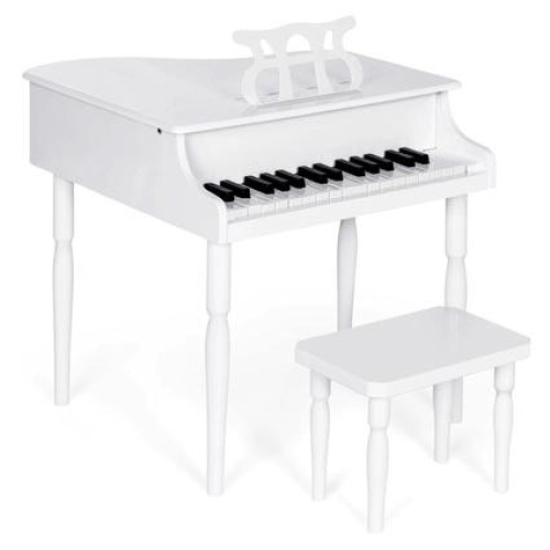 Kids Mini Wooden Grand Piano w/ Lid, Bench, Music Rack, Song Book, Stickers - Lot 172
