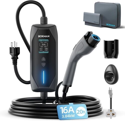 bokman Portable Level 2 & Level 1 EV Charger (240V, 16A)