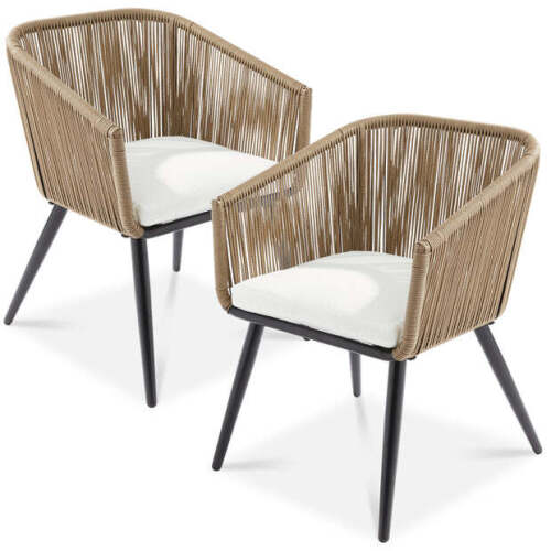 Set of 2 Outdoor Woven Wicker Patio Dining Chairs, 250lb Capacity