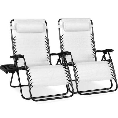 Set of 2 Extra Wide Adjustable Zero Gravity Patio Chair Recliners