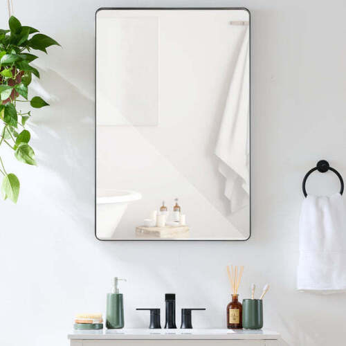 2-Way Rectangle Wall Mirror w/ Rounded Corners, Anti-Blast Film - 24x36in