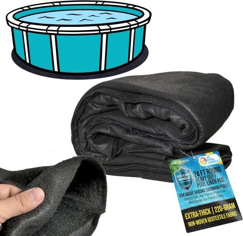 U.S. Pool Supply Ground Shield 24-Foot Round Heavy Duty Pool Liner Pad for Above Ground Swimming Pools - Protects Pool Liner, Prevents Punctures, Weed Barrier, Eco-Friendly Fabric - Extends Liner Life