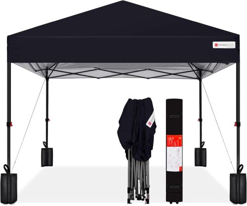 One-Person Setup Instant Pop Up Canopy w/ Case, 4 Weight Bags - 10x10ft