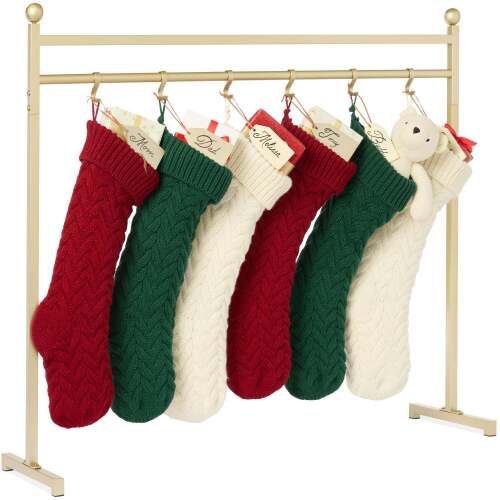 3ft Christmas Stocking Stand, Hanging Holiday Decor Display w/ Name Tags, Chalk Marker