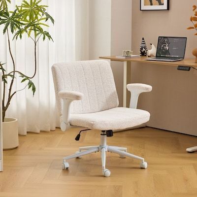 Winado Speckled Chenille Swivel Chair With Flip-Up Arms For Cross-Legged
