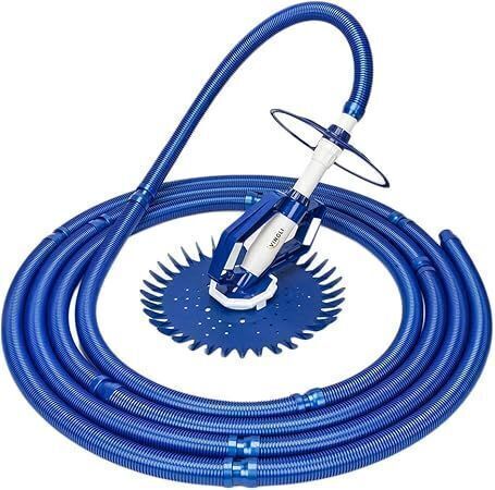 VINGLI Pool Vacuum Above Ground Indoor Outdoor Automatic Swimming Pool Cleaner with 33FT Hoses (Nave Blue)