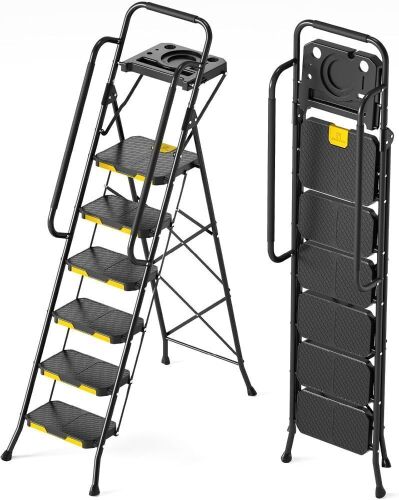 KINGRACK 6 Step Ladder with Tool Platform