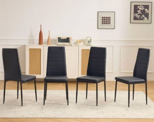 Set of 4 PU Leather Dining Chairs
