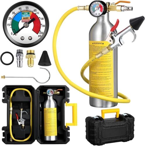 Air Conditioner System Flush Canister Kit with Gauge, Air Fittings and Hose