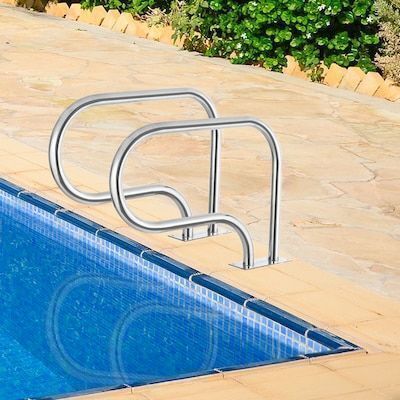VINGLI 32L x 22W Stainless Steel 3-Bend Pool Stair for Inground Pool with Quick Mount Brace Plate