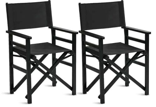 Folding Director Chair with Sturdy Wooden Frame, 2 Pack
