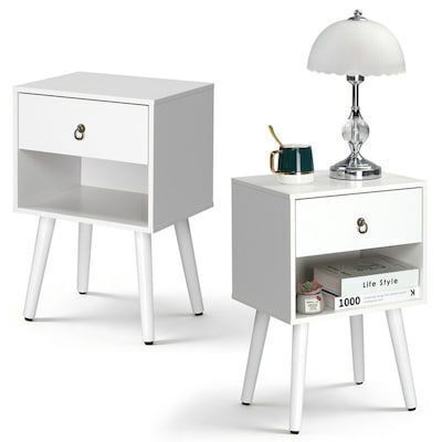 Set of 2 White Nightstands