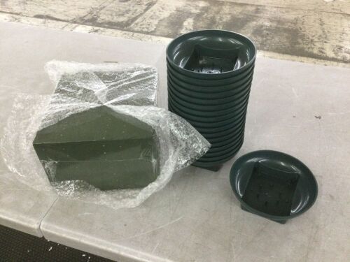 18 Pcs 6.3 Inch Round Green Floral Foam Bowls for Flower Arrangements and 18 Foam Blocks