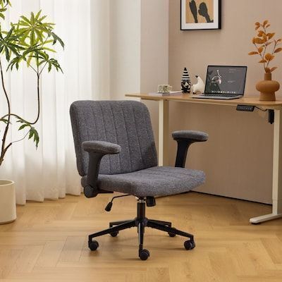 Winado Speckled Chenille Swivel Chair With Flip-Up Arms For Cross-Legged