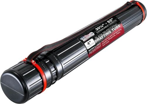 U.S. Art Supply Poster Tube, Telescoping Adjustable (30.25" - 52") - 4" Diameter
