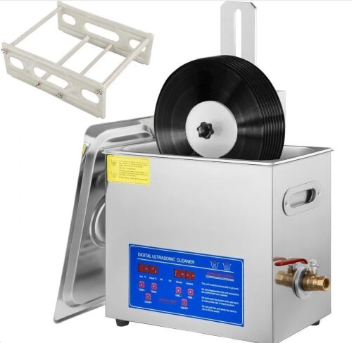 VEVOR 6L Ultrasonic Vinyl Cleaner 7-12 Inch 8 Records 180W with Drying Rack