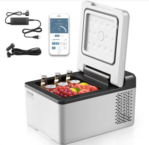 VEVOR 10 Qt Portable Mini Freezer (-4℉~68℉) with APP Control, 12V/24V DC and 110-220V AC