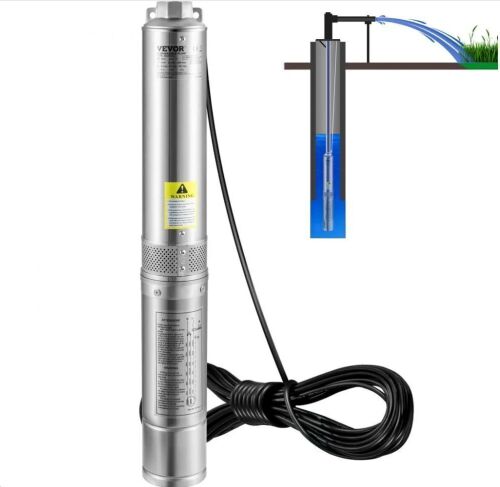 VEVOR 4" Deep Well Submersible Pump, 1.5HP 230V/60Hz, 37gpm 276ft Head, with 33ft Electric Cord