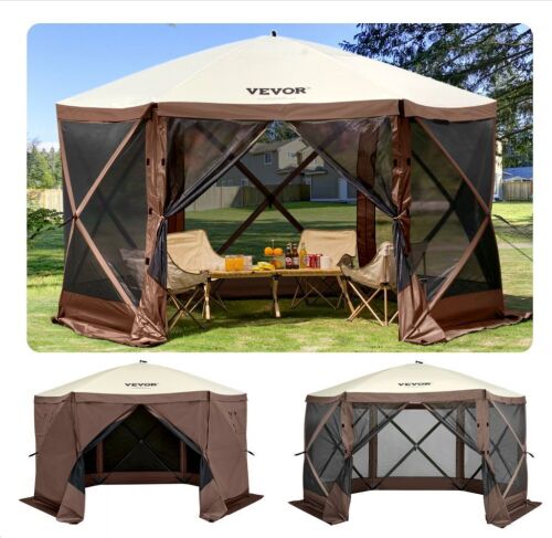 VEVOR 10 x 10 ft, 6 Sided Pop-up Shelter Tent with Mesh Windows, Portable Carry Bag, Ground Stakes