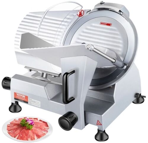 VEVOR 320W Electric Commercial Deli Food Slicer, 12 inch Carbon Steel Blade, 350-400RPM, 0-0.6 inch Adjustable Thickness