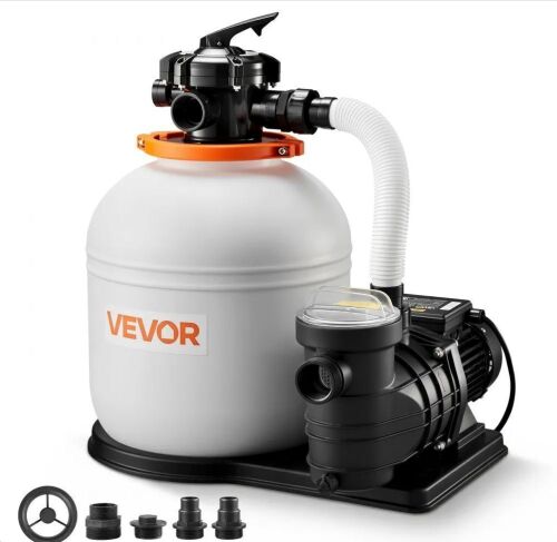 VEVOR 16 in Sand Filter Pump for Above Ground Pool, 0.75 HP 4400 GPH, Pre-Assembled Core & Leak-Resistant Design, 6-Way Valve
