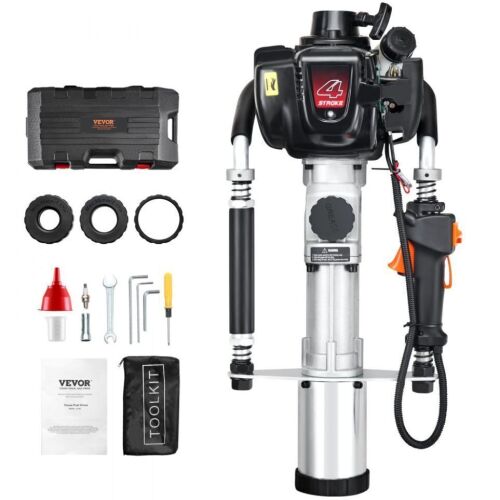 VEVOR 37.77cc 4-Stroke Gas-Powered T Post Driver with 3 Post Driving Head(45/55/88 mm), 1000W
