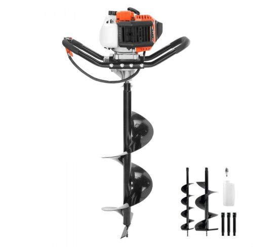 VEVOR 52cc 1450W Auger Post Hole Digger, Two Earth Auger Drill Bits 6" & 10" and 3 Extension Rods
