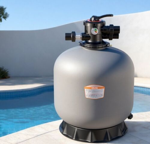 VEVOR 24-Inch, 65 GPM Above Inground Swimming Pool Sand Filter System, with 7-Way Multi-Port Valve, Backwash, Rinse, Recirculate, Waste, Winter, Closed Modes