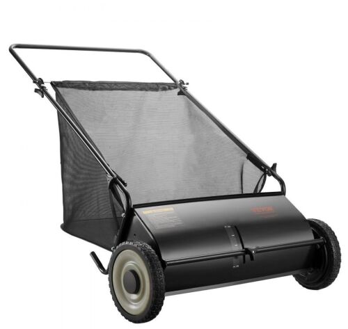 VEVOR 26-inch Push Lawn Sweeper, Leaf & Grass Collector, 7 cu. ft. Mesh Collection Hopper Bag, 4 Spinning Brushes