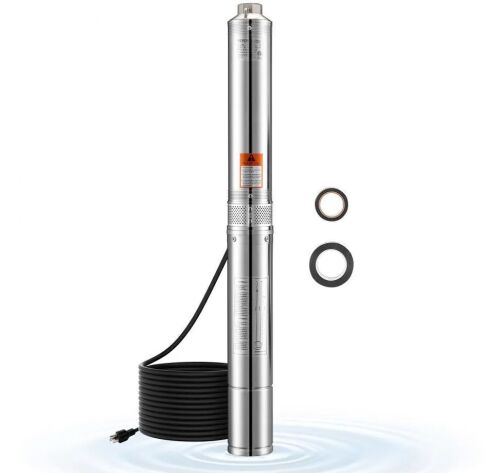 VEVOR Deep Well Submersible Pump, 1.5 HP Output Power, 115V, 31.7 GPM Flow 276 ft Head, with 32.81 ft Cord