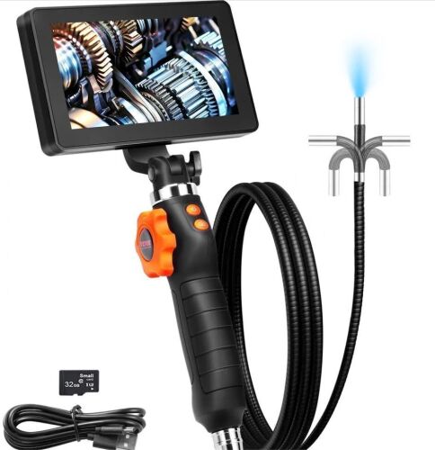 VEVOR Two-Way Articulating Borescope with Light, Inspection Camera with 0.25" Lens, 5" IPS HD Screen, 4.9'