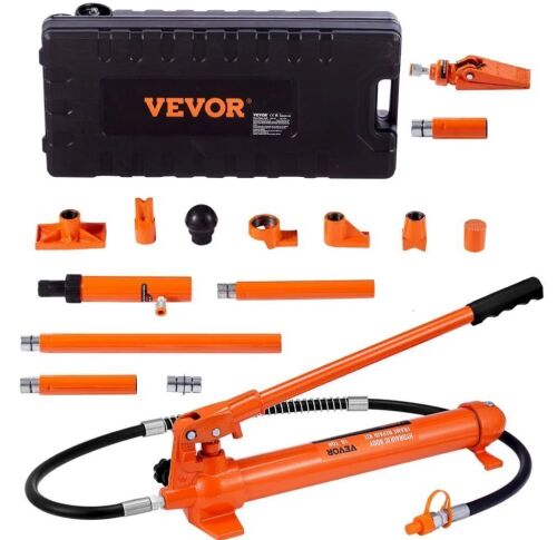 VEVOR 10 Ton Porta Power Kit, Hydraulic Ram with Pump, Car Jack with 4.6 ft Oil Hose, Bent Frame Repair Tool