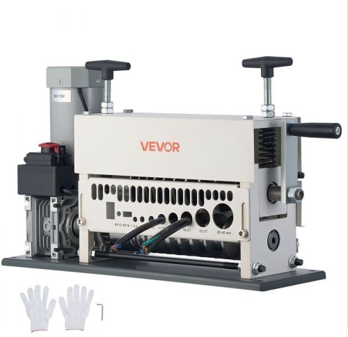 VEVOR Electric Wire Stripper Machine, 0.06-1.57 in, 11 Channel, 370W, Manual Hand Crank Mode, Emergency Stop Button