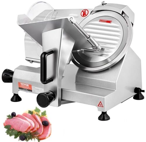 VEVOR Commercial 200W Electric Deli Food Slicer, 350-400RPM, 8" Carbon Steel Blade, 0 - 0.47 inch Adjustable Thickness