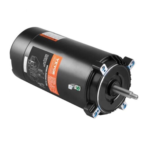 VEVOR 1.5 HP Pool Pump Motor, 56J Frame, 115V(13.6 Amps)/230V(6.8 Amps) 3450 RPM, 60Hz, 1.3 Service Factor, 90μF/250V Capacitor, CCW Rotation Round Flange Replacement Motor