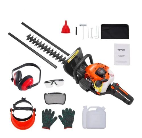 VEVOR 23.2-inch 26CC 2 Cycle Gas Powered Handheld Hedge Trimmer with Dual Sided Dual Action Blade, 180° Adjustable Trimmer Head