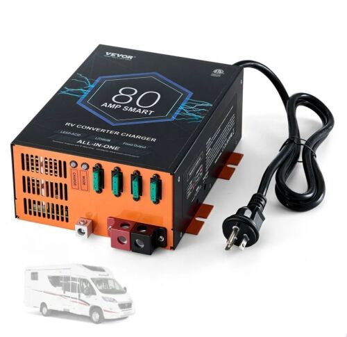 VEVOR RV Converter, 80 Amp, 110V AC to 12V DC RV Power Converter Battery Charger with 4 Stage Smart Charging 13V to 16.5V Adjustable Operating Range, Compatible with Lithium Lead Acid Battery, ETL