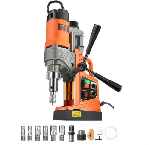 VEVOR Magnetic Drill, 1450W Motor 2 in Boring Diameter, 2878 lbf Portable Electric Mag Drill Press, with 6 Coring Bits, Variable Speed