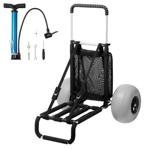 VEVOR Beach Dolly with Big Wheels for Sand, 29.9" x 15.4" Cargo Deck, 12" Balloon Wheels, 165LBS Loading Capacity
