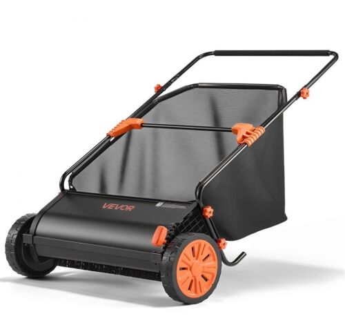 VEVOR 30 in Push Lawn Sweeper, Leaf & Grass Collector with 12 cu. ft. Hopper Bag, Adjustable Brush Height & Spinning Brushes