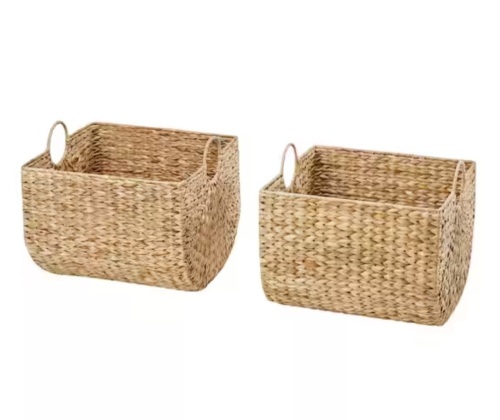 Home Decorators Collection Set of 2 Woven Bulrush Storage Baskets