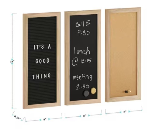 Martha Stewart Light Natural Woodgrain 18"W x .75"D x 8"H Wall Combo Board